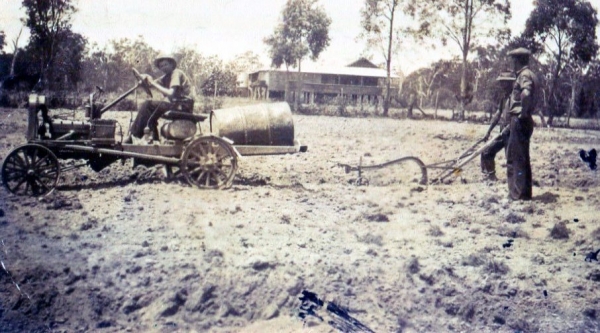 Beerburrum Farm- Allen's House from Margaret's Story- Sandy H., Alfred Snr H.& Alf Jnr H. (standing) Circa 1936